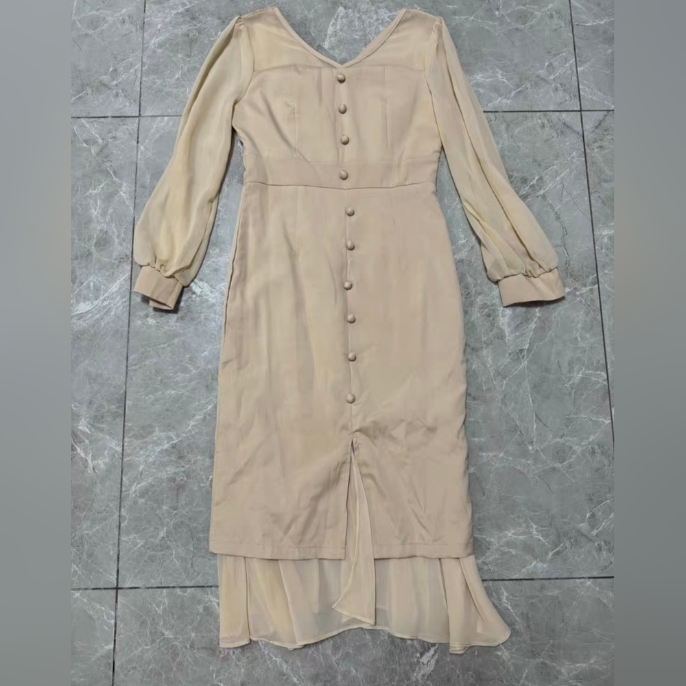 Elegant Cream Button-Down Dress